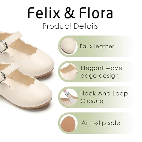 Image of Felix & Flora Toddler Flower Girl Dress Shoes - Baby Girl Ballet Mary Jane Flats for Party School Wedding