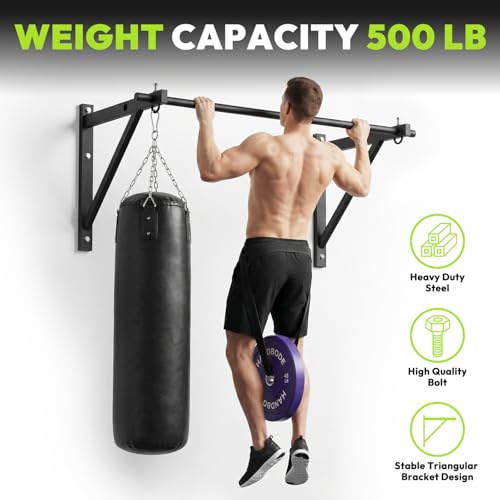 HANDBODE Pull Up Bar for Doorway and Wall Mount - Chin Up Bars for Home Gym, 52‘’ in Upper Body Workout Equipment with 500 lbs Capacity, Portable Thickened Steel Construction, Joist Mounted by HANDBODE - Image 7