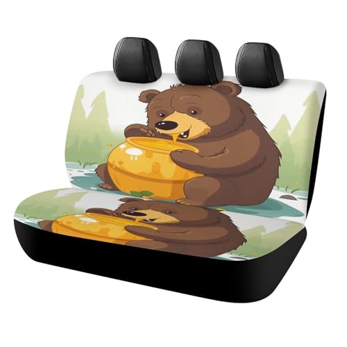 Funda trasera para coche elástica Bear Eats Honey, ideal para viajes familiares en SUV y camión