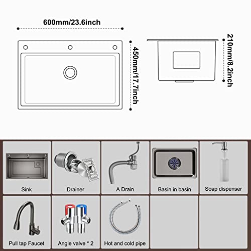 Fregadero de cocina antical acero inoxidable 304 con cascada contra salpicaduras 6