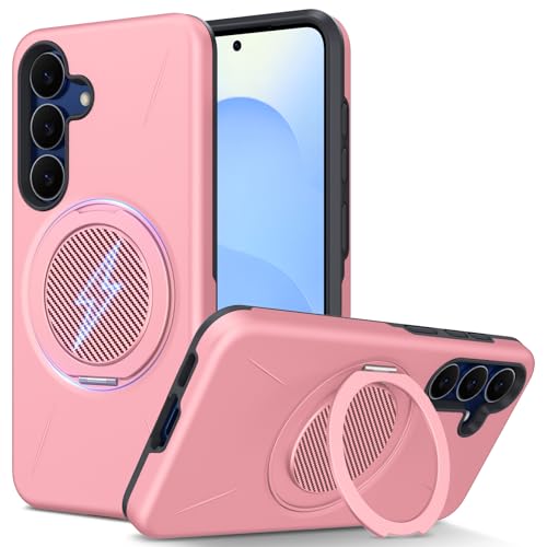 TLOMPLO �Ή� Galaxy S25 FE �p�� �P�[�X magsafe�Ή� 360°��]�X�^���h �ϏՌ� �ČRMIL�K�i ������ �����O�t�� ���C�����X�[�d�Ή� �A�C�t�H�� s25 fe �p�J�o�[ �w��h�~ �����Y�ی� �s���N N525-s25fe