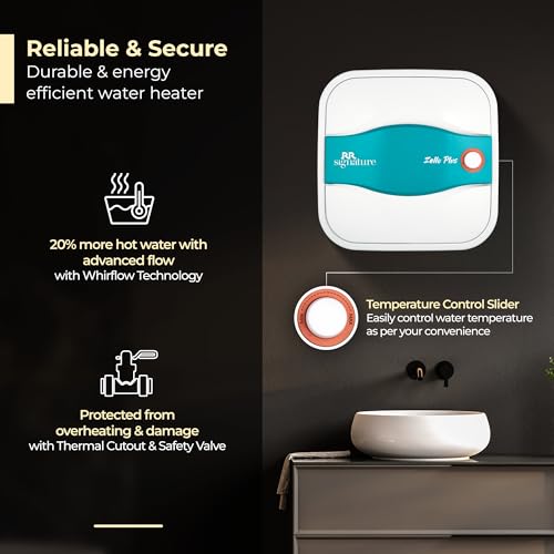 Image of RR Signature Zello Plus 10L Storage Water Heater for Home|Geyser with Glass Line Tank|8 Bar, Suitable of High Rise Buildings |2 Yr Warranty on Product & 6 Yr on Tank by RR | Free Installation & Pipes