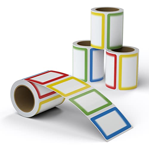 Rouleau de 200 étiquettes de nom unies colorées Mflabel pour organisation