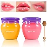 2PCS Bee Balm Lip Balm Honey Pot, Lip Mask Overnight Honey&Sakura Day and Night Repair Lip Sleeping...