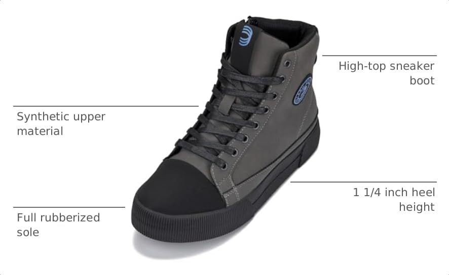 Image of CALTO Men's Invisible Height Increasing Elevator Shoes - Zip-up Cap Toe High Top Sneaker Boots - 2.4 Inches Taller