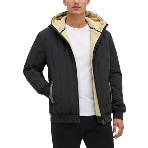 Veste polaire pour homme avec capuche chaude et doublée d'hiver