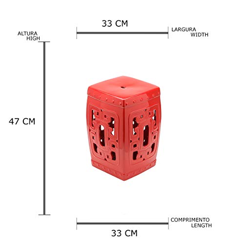 BANCO de CERÂMICA P/JARDIM GARDEN STOOL 33 x 33 x 47 cm, Vermelho