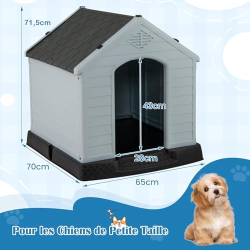 Niche chien plastique etanche abri exterieur stable gymax - 7