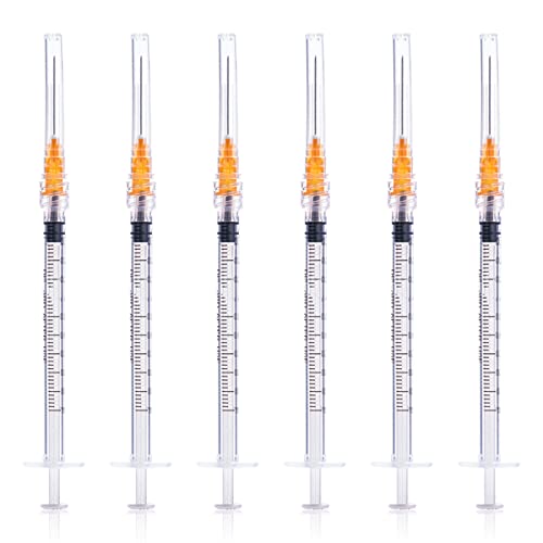 1cc/ml Luer Lock Syringe with 25G 1in Needle Laboratory Tools Printer Ink Filling, Each Individually Wrapped-Pack of 20