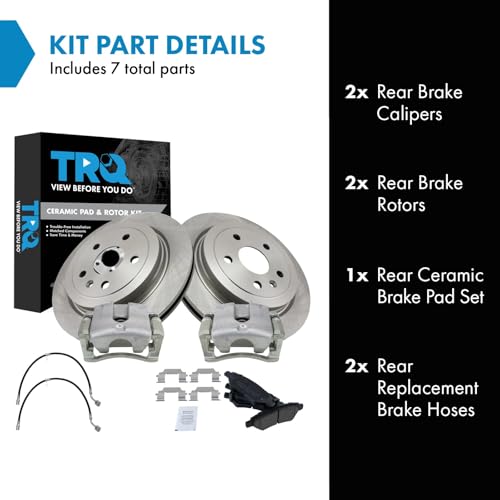 Image of TRQ Rear Brake Pad & Rotor Kit Ceramic Compatible with 2010-2015 Chevrolet Camaro