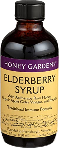 HONEY GARDENS APIARIES, COUGH SYRUP,ELDERBERRY 4 FZ