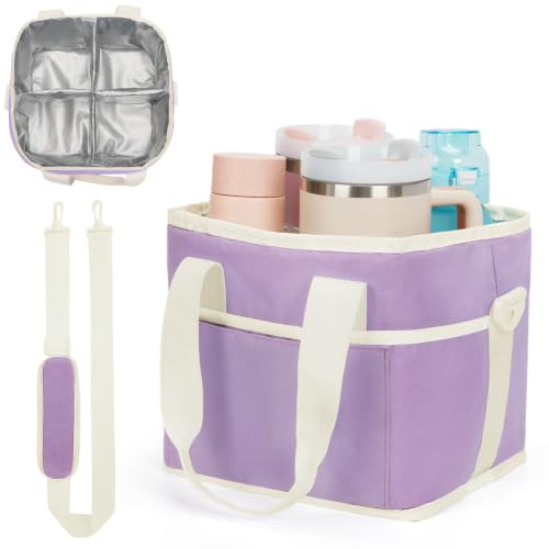 HiTotes 4-Cup Foldable Insulated Drink Caddy Carrier Bag w/ Shoulder Strap (3 Colors) - image 1