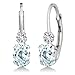 Gem Stone King 14K White Gold Sky Blue Aquamarine and White Created Sapphire Earrings For Women (0.94 Ct Oval 3/4 Inch)