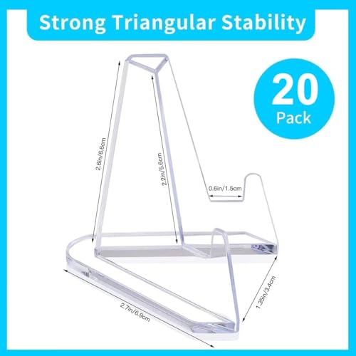 Image of vivinin 20 Packs Card Display Stand, Card Stand, Card Stands for Sports Cards, Trading Card Stand, Acrylic Material, 2.7 Inch Tall