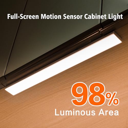 Image of 9.5 inches Full Screen Bright Motion Sensor Light Indoor, Rechargeable Touch Control Under Cabinet Lights, LED Under Cabinet Lighting for Kitchen Cabinet Closet Stairs