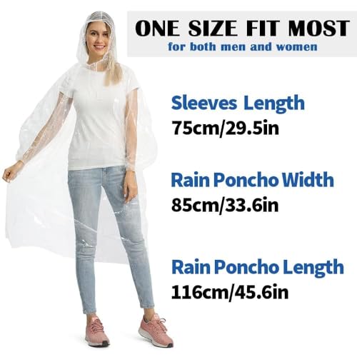 Opret 5/10/20 Pack Rain Ponchos, Disposable Emergency Ponchos Bulk Unisex Waterproof Raincoat for Adults with Drawstring Hood2