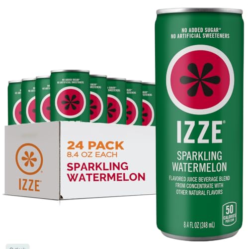 IZZE Sparkling Juice Beverage Blend, Watermelon, No Sugar Added, 8.4 FL OZ, 24 Cans