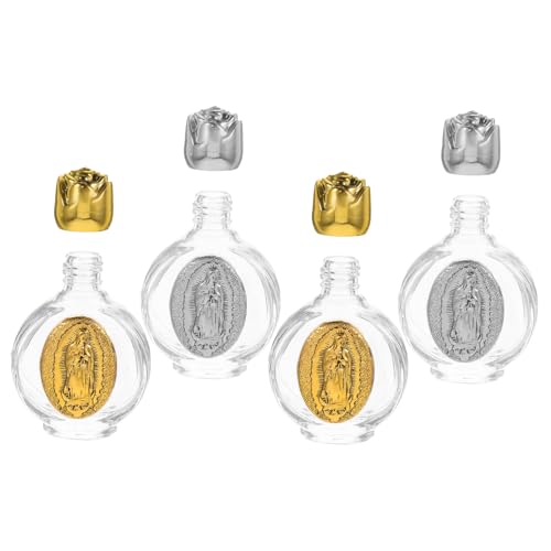 TOGEVAL 4piezas Botellas De Agua De Vidrio Relieve Para Bautizos Ceremonias Religiosas y Decoraciones De Bodas Portátiles y Resistentes Al Desgaste