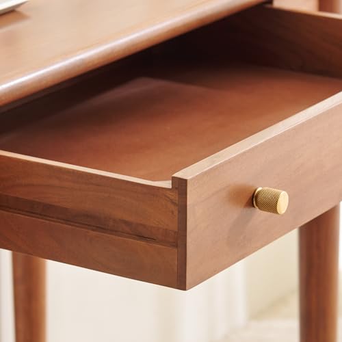 Image of Home Centre | Amanda Acacia Wood Study Desk with Drawer | Solid Wood | Brown | 1 Year Warranty