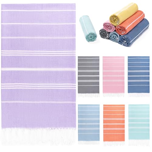 Aegero Turkish Beach Towel 36x71 Quick Dry Sand Free Oversized Bath Pool Swim Towel Lightweight Travel Turkish Towels Vacation Essentials Purple
