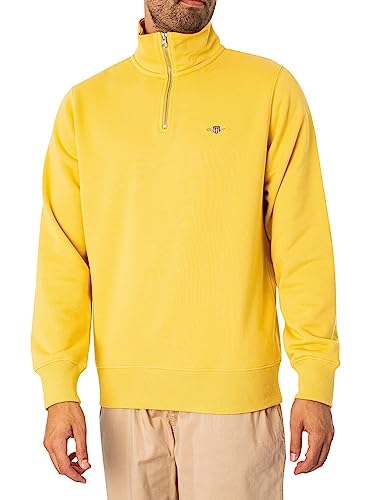 GANT Herren Reg Shield Half Zip Sweatshirt, Parchment Yellow, M EU