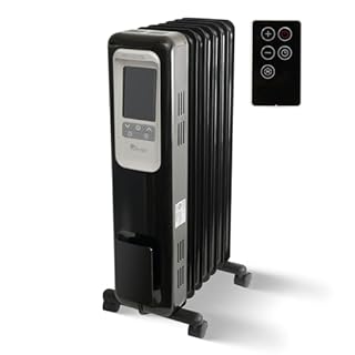 Senville 1500W Oil Filled Radiator Heater for Indoor Use, Space Heater, 3 Heat & 5 Temperature Settings, Digital LED Display, Safety Features, Perfect for Bedroom & Home Office