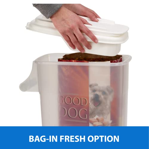 Buddeez Pet Food Storage Container - 16 Lb Capacity Dog Food Storage Container, Cat Food Container, Bird Seed Storage Container With Durable Ez Grip Handle And Ez Flip Lid With Pour Spout (White Lid) #TOP5