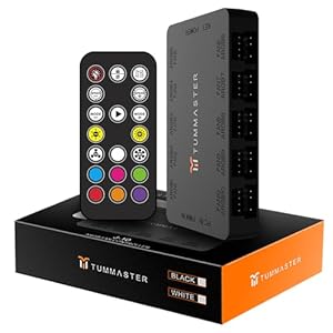 ARGB Fan HUB, 10-Port 4 Pin PC Fan Controller, 5V-3Pin ARGB Fan Hub, Magnetic Suction, SATA Power Input,RF Remote & Chassis Key Control,Controller Support 10 ARGB PWM Fans Splitter