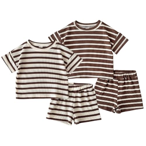 Image of 4 Piece Baby Boys' Clothing Sets Toddler Summer Outfits | Cotton Cute Baby Boy Summer Clothes, Short Sleeve Toddler T Shirts & Elastic Short Sets for Infant
