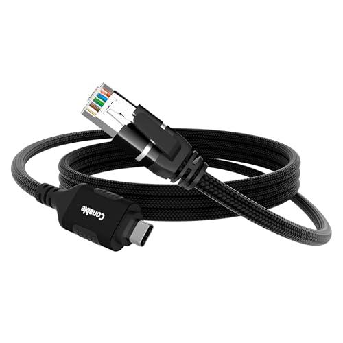 USB C to Ethernet Cable 15 FT, USB Type C to RJ45 Nylon Braided Cord, Gigabit Directly Connected, USB-C to Network Internet Adapter, Compatible with MacBook Pro, iPad Pro, Smartphone, Laptop, PC
