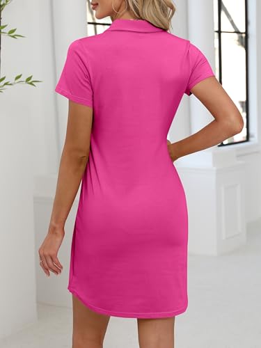 Image of ANRABESS Women Mini T Shirt Dress, V Neck Short Sleeve with Pockets, Soft Medium Stretch Trendy Summer Casual Beach Vacation