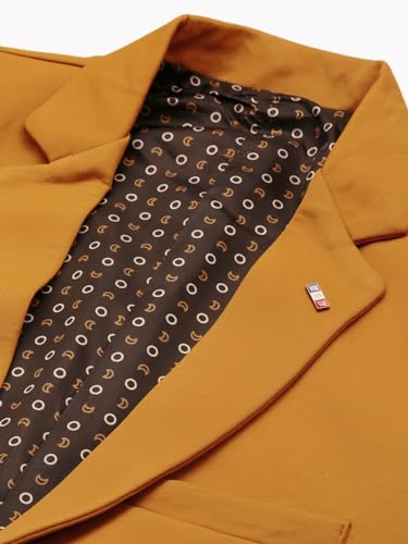 Image of SHOWOFFFF Men Solid Single Breasted Casual Blazer | Notched Lapel Full Sleeves Cotton Blazer for Mens | Slim Fit Regular Length Blazer for Men's