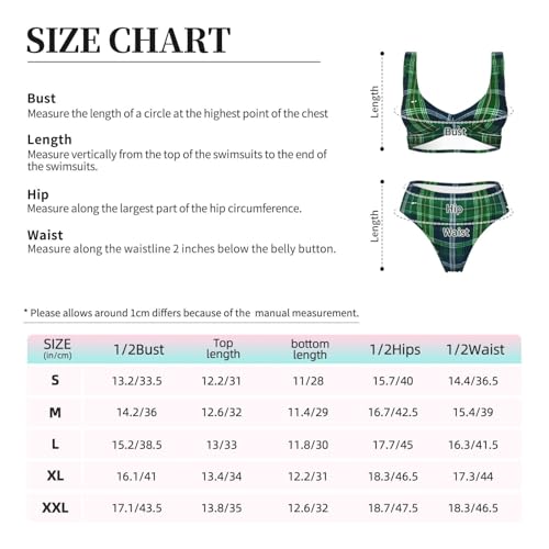 Bikini escocés azul de dos piezas para natación y playa 7