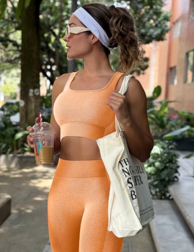 Image of OLCHEE Womens Workout Sets 2 Piece Square Neck Sports Bra Leggings