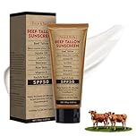 Beef Tallow Sunscreen with Zinc Oxide for Body Facial, Natural Mineral Sunscreen Reef Safe Sunblock SPF 50,Clean Non-Greasy (For Sport or Daily Use), 3.5 OZ