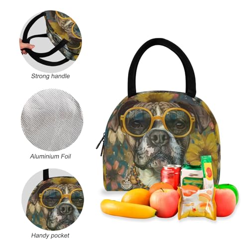 Hippie Dog Print Backpack Set with Lunch Bag, Large Capacity Travel Backpacks and Lunch Box Insulated for Commute Hiking Picnic4