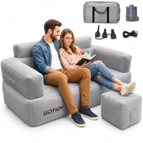 Inflatable Couch Loveseat with Footstool