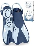 Kids Swim Fins, Adjustable Snorkel Fins Travel Size Flippers for Swimming Snorkeling Diving for Children Youth Ages 6-14