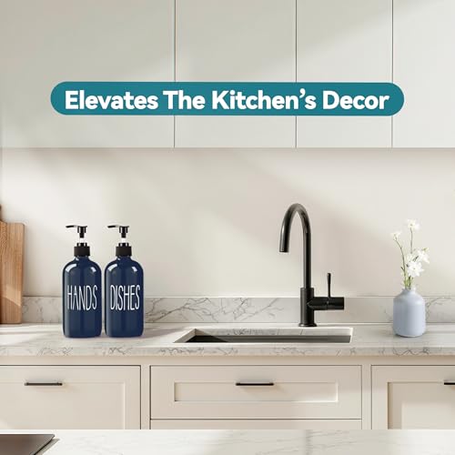 Image of COHOSEGE Glass Soap Dispenser Set 2 Pack,16 Oz Dish Soap Dispenser for Kitchen Sink,Blue Kitchen Accessories and Kitchen Decor,Blue Decorations and Kitchen Utensils for Kitchen