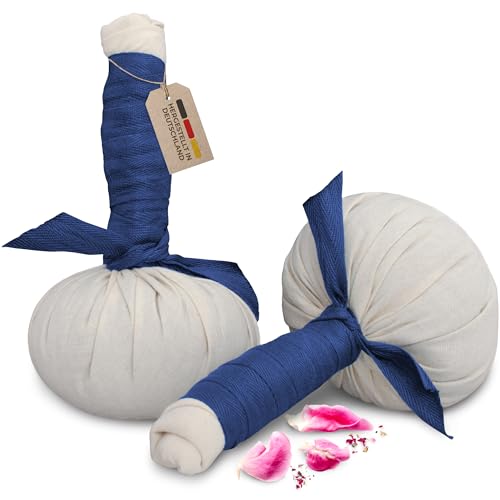 MASSAGE-EXPERT Kräuterstempel VIELFALT Groß [2 Stück je 100 Gramm], Wirkungsvolle Bio-Kräuter, Fest & Griffig, Sanft zur Haut, Herstellung in Deutschland