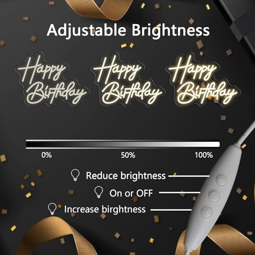 Image of Happy Birthday Neon Sign For Birthday Party16.5 inch*10.5 inch Neon Happy Birthday Led Neon Light For Party Backdrop Wall Decor With Dimmable Switch Birthday Light Up Sign Birthday Gift
