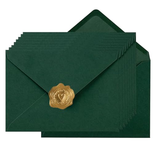 100 Pieces A7 Envelopes Colorful 5X7 Envelopes For Greeting Cards, Birthday, Weddings, Baby Shower Invitation Cards (Dark Green, A7(5.24 X 7.24 Inches))