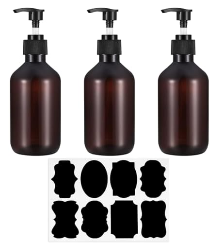 XKQYX Soap Dispenser Bottles, 3 Pcs 300ML Pump Dispenser for Liquid Dish Soap, Hand Soap, Lotion, Shampoo, Conditioner