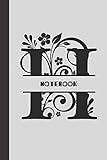  H Notebook letter: small lined initial monogram alphabet letter Notebook / Travel Journal to write in (6\'\' x 9\'\') 120 pages