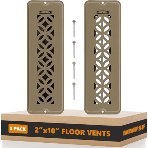 Floor Vent Covers Floor Register 2x10 2 Pack Adjustable Decorative Vent Covers for Home Floor Ceiling or Sidewall Vent with Screws Rust-Proof Heavy Duty Walkable Steel Floor Vents (2 X 10)