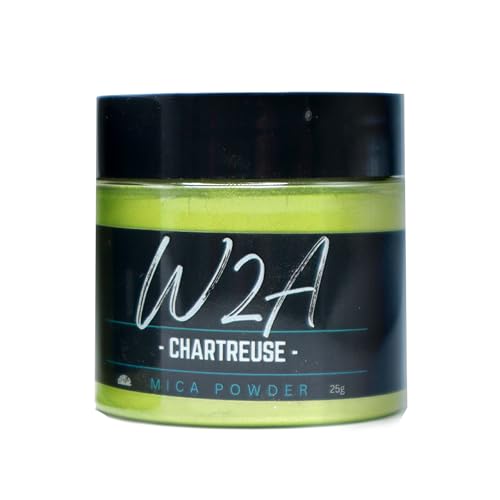 W2A Mica Powder for Epoxy Resin 25g - Pigment Mica Powder Dye for Resin, Eye Shadow, Blush, Candle, Soap Making, Nail Polish, Bath Bombs, Glass, Polymer Clay, DIY Crafting Projects - CHARTEUSE Green