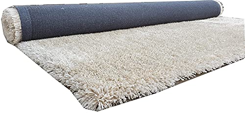 Image of Rug for Living Room, Soft Fluffy Carpet for Bedroom, High-Pile Fur Area Rug. Size, 5x7,feet Color, Ivory Plain