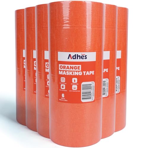 Image of Adhes Orange Masking Tape, 36 Rolls x 2'' x 55yds, Clean Removal Painter's Tape for Automotive, Home, Wall, and Trim Use