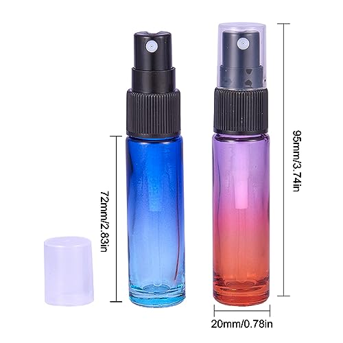BENECREAT 9 Packs 10ml Rainbow Color Glass Spray Bottle, Refillable Fine Mist Spray Bottle for Perfume, Essential Oil, Travel Size Mini Spray Bottles2