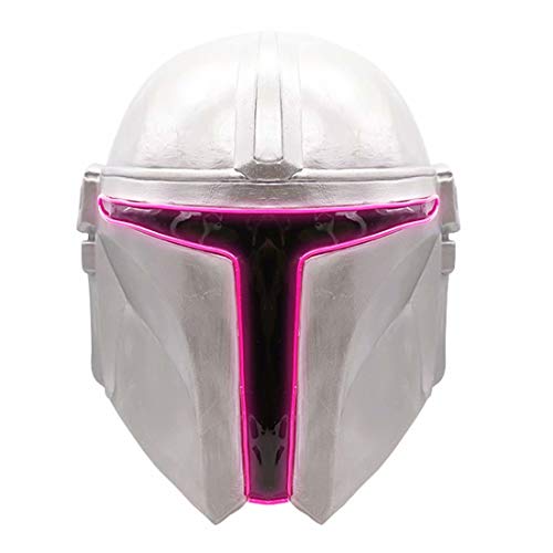 Casco Mandaloriano, Star Wars Boba Fett Full Head Mask Deluxe per Halloween Cosplay Costume Puntelli Adulto Argento, rosa